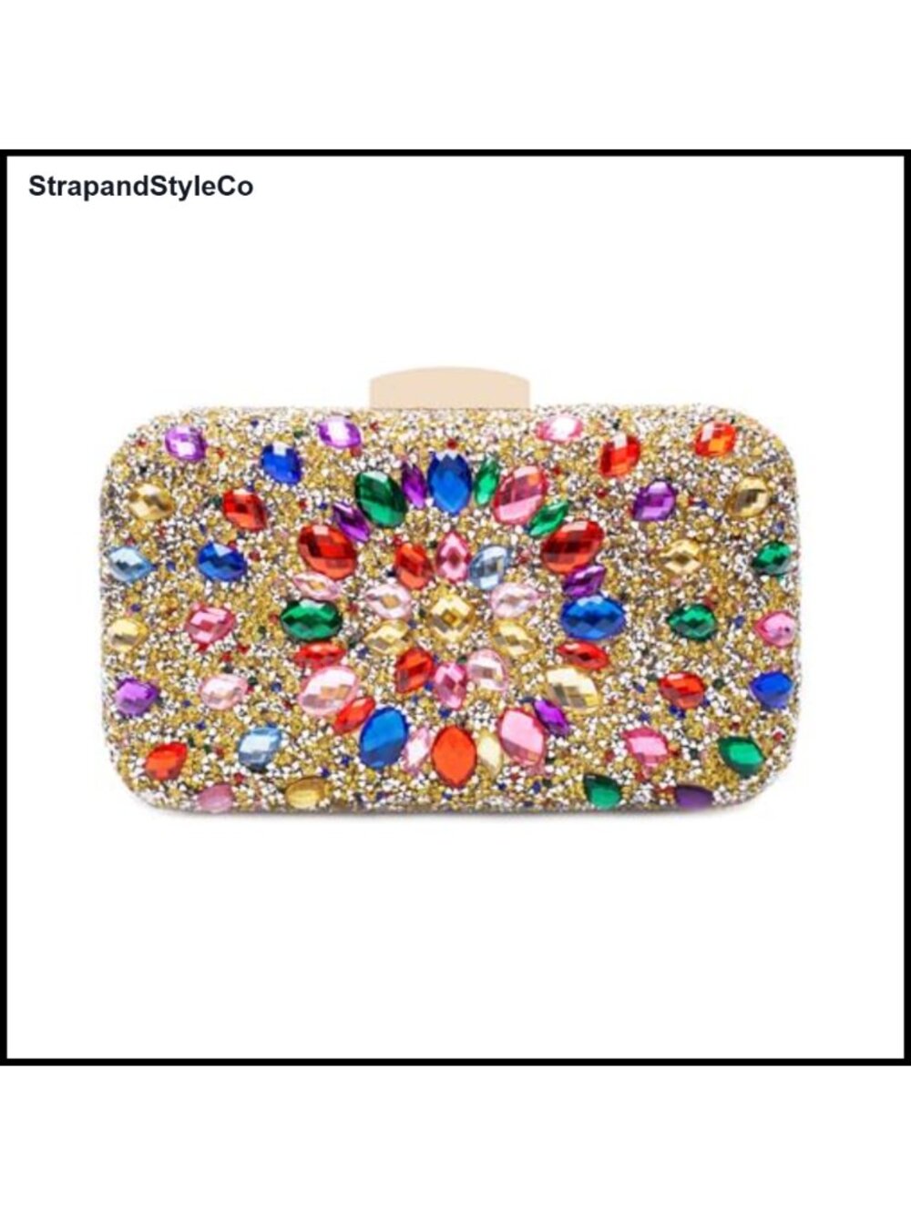 Rhinestone Crystal Evening Clutch with Detachable Chain